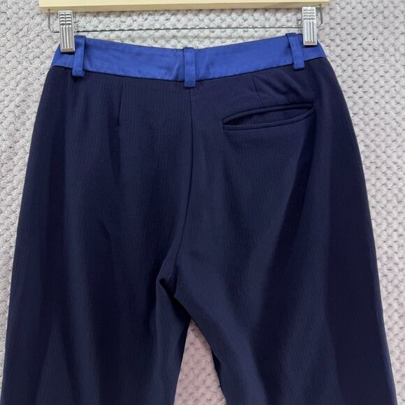 Maje Pants Womens EU34 Blue Slim Straight Mid Rise Pintuck Career Workwear - Picture 7 of 15